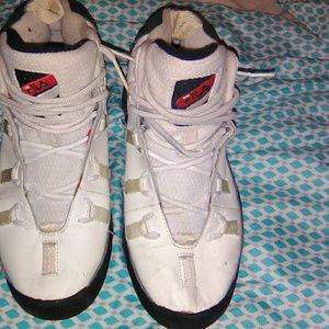 High top blue and white fila
